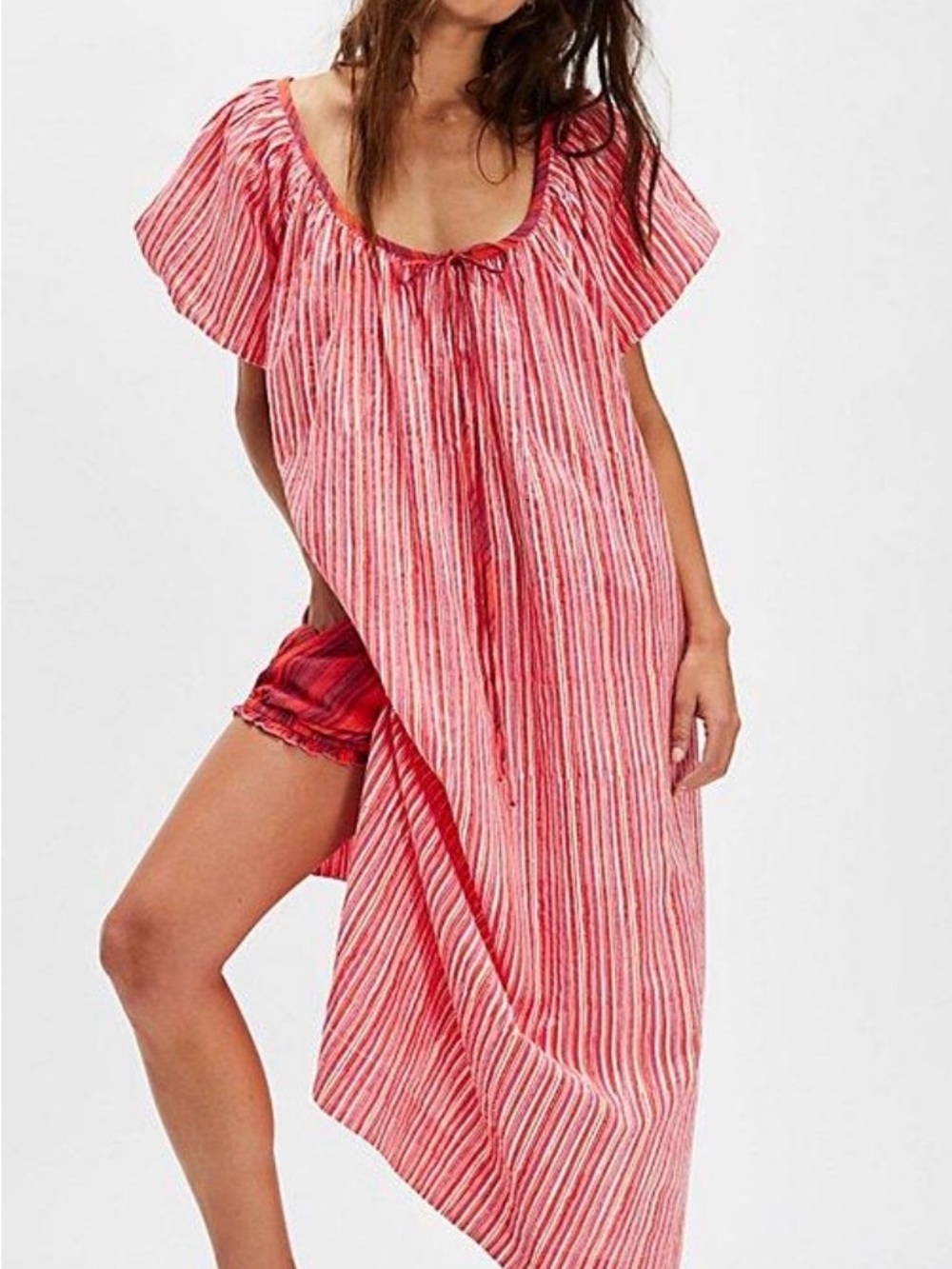 Free People Pink and White Striped Maxi Cover-Up Dress